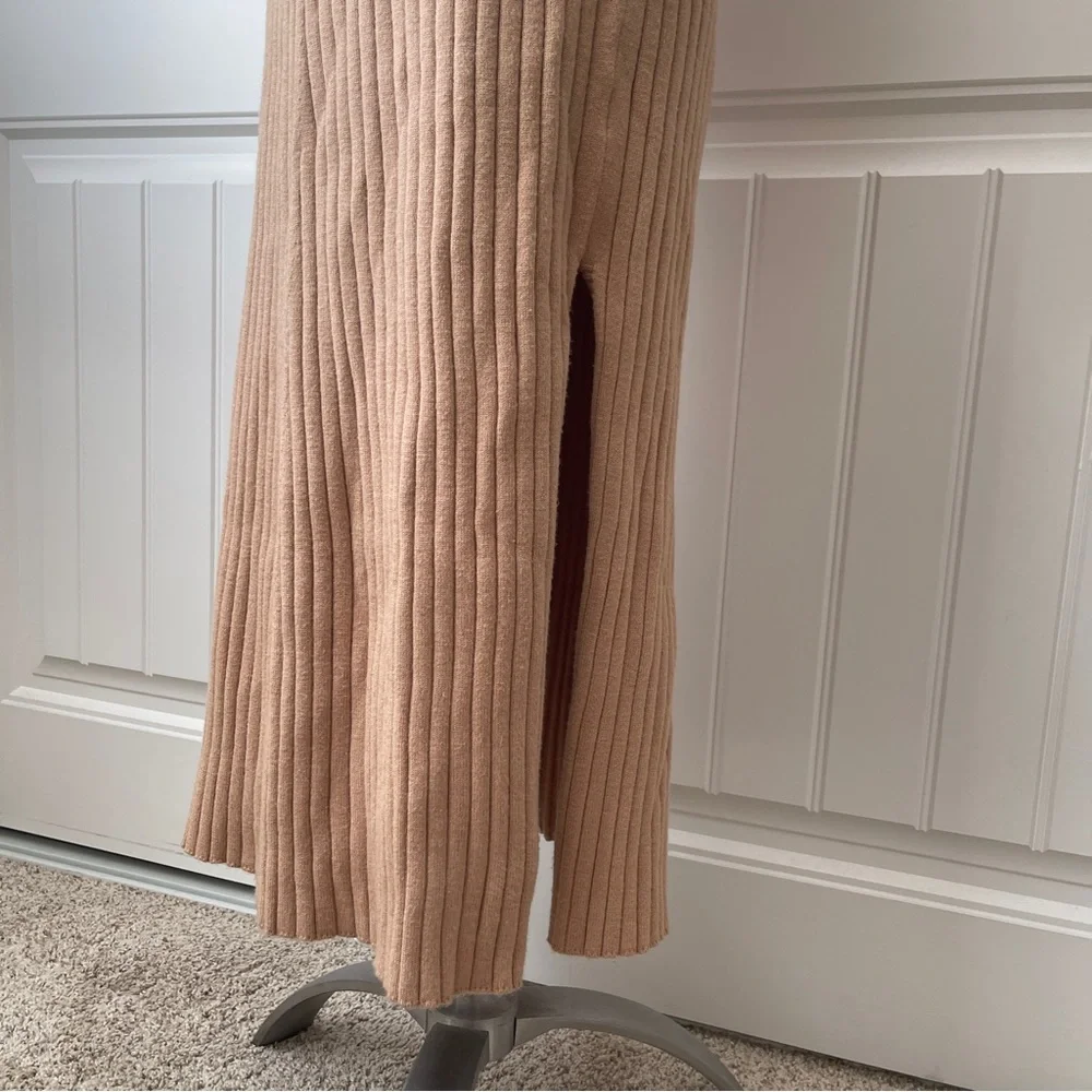 WAYF BFF Dede x Emily Hollie Long Sleeve Sweater Dress Camel - Picture 6 of 9